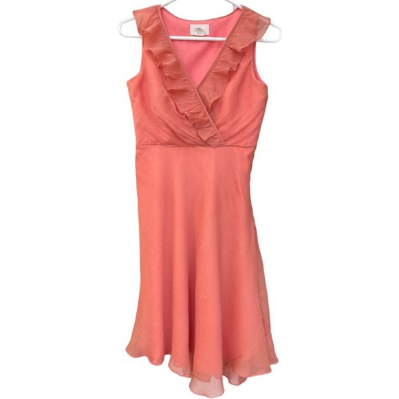 J. Crew Dresses & Skirts - J.Crew 100% Silk Blush Peach Flare V-Neck Dress Size 4